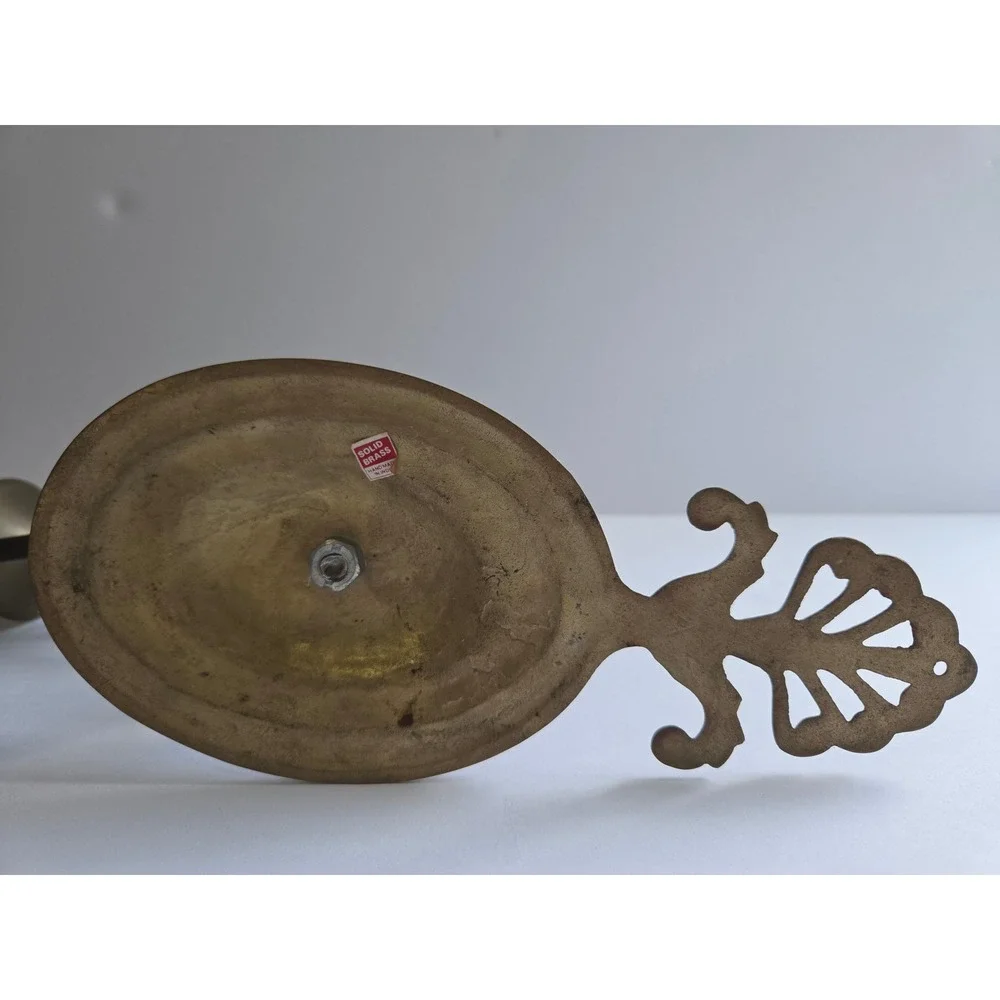 Vintage Solid Brass Wall Sconces Pair Handcrafted India Scrolled Candle Holder